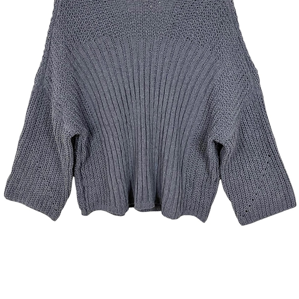 Umgee Oversized Chenille Loose Knit Wide Neckline V-neck Sweater - Picture 13 of 16